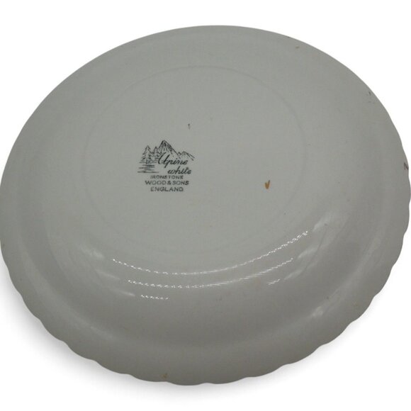 WOOD & SONS Alpine White Ironstone Plate Roses Gold Rim England Vintage 10" - Picture 9 of 11